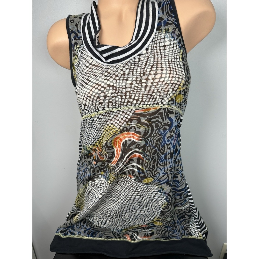 Linea‎ Domani Medium Top Tank Womens Sleeveless Artsy Lagenlook Black Thin